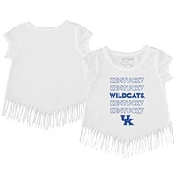 Toddler Tiny Turnip  White Kentucky Wildcats Stacked Fringe T-Shirt