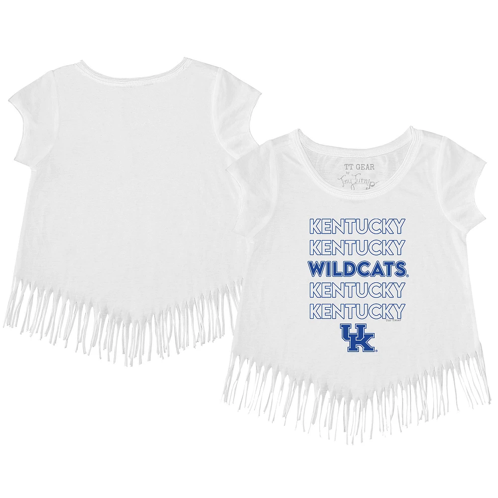 Toddler Tiny Turnip White Kentucky Wildcats Stacked Fringe T-Shirt