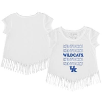Toddler Tiny Turnip  White Kentucky Wildcats Stacked Fringe T-Shirt