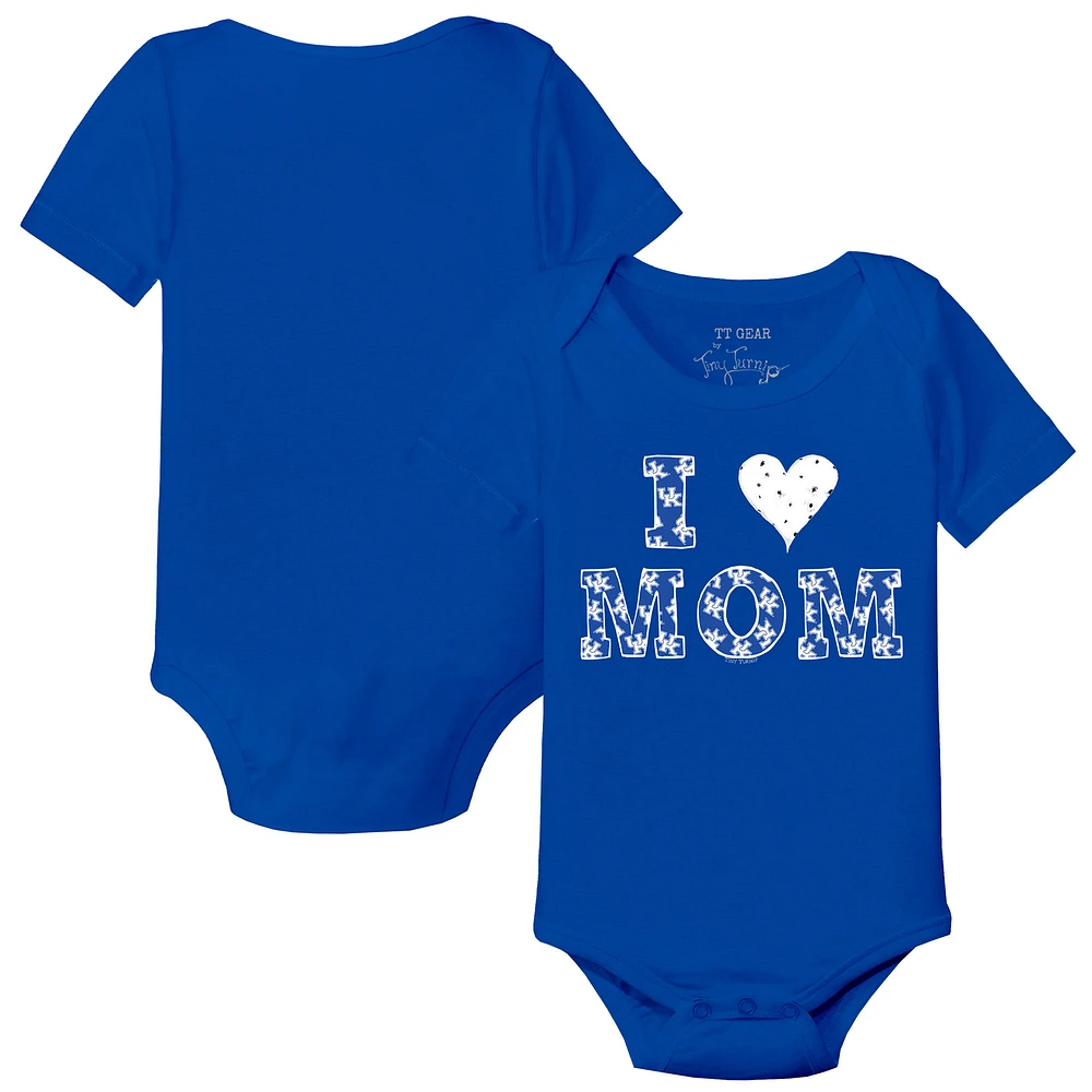 Infant Tiny Turnip Royal Kentucky Wildcats I Love Mom Bodysuit
