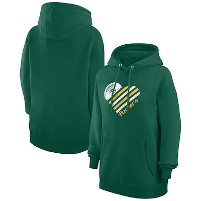 Women's G-III 4Her by Carl Banks  Green Bay Packers Heart Graphic Fleece Pullover Hoodie