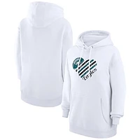 Women's G-III 4Her by Carl Banks  White Philadelphia Eagles Heart Graphic Fleece Pullover Hoodie