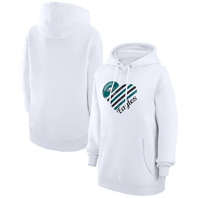 Women's G-III 4Her by Carl Banks  White Philadelphia Eagles Heart Graphic Fleece Pullover Hoodie