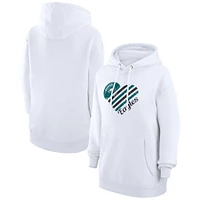 Women's G-III 4Her by Carl Banks  White Philadelphia Eagles Heart Graphic Fleece Pullover Hoodie