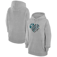 Women's G-III 4Her by Carl Banks  Heather Gray Philadelphia Eagles Heart Graphic Fleece Pullover Hoodie