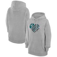 Women's G-III 4Her by Carl Banks  Heather Gray Philadelphia Eagles Heart Graphic Fleece Pullover Hoodie
