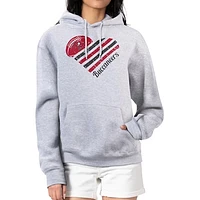 Women's G-III 4Her by Carl Banks  Heather Gray Tampa Bay Buccaneers Heart Graphic Fleece Pullover Hoodie
