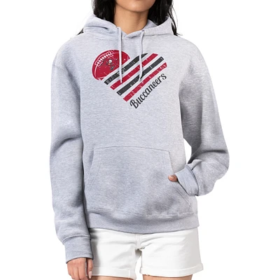 Women's G-III 4Her by Carl Banks  Heather Gray Tampa Bay Buccaneers Heart Graphic Fleece Pullover Hoodie