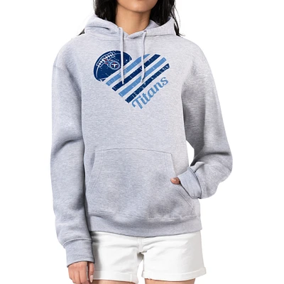Women's G-III 4Her by Carl Banks  Heather Gray Tennessee Titans Heart Graphic Fleece Pullover Hoodie