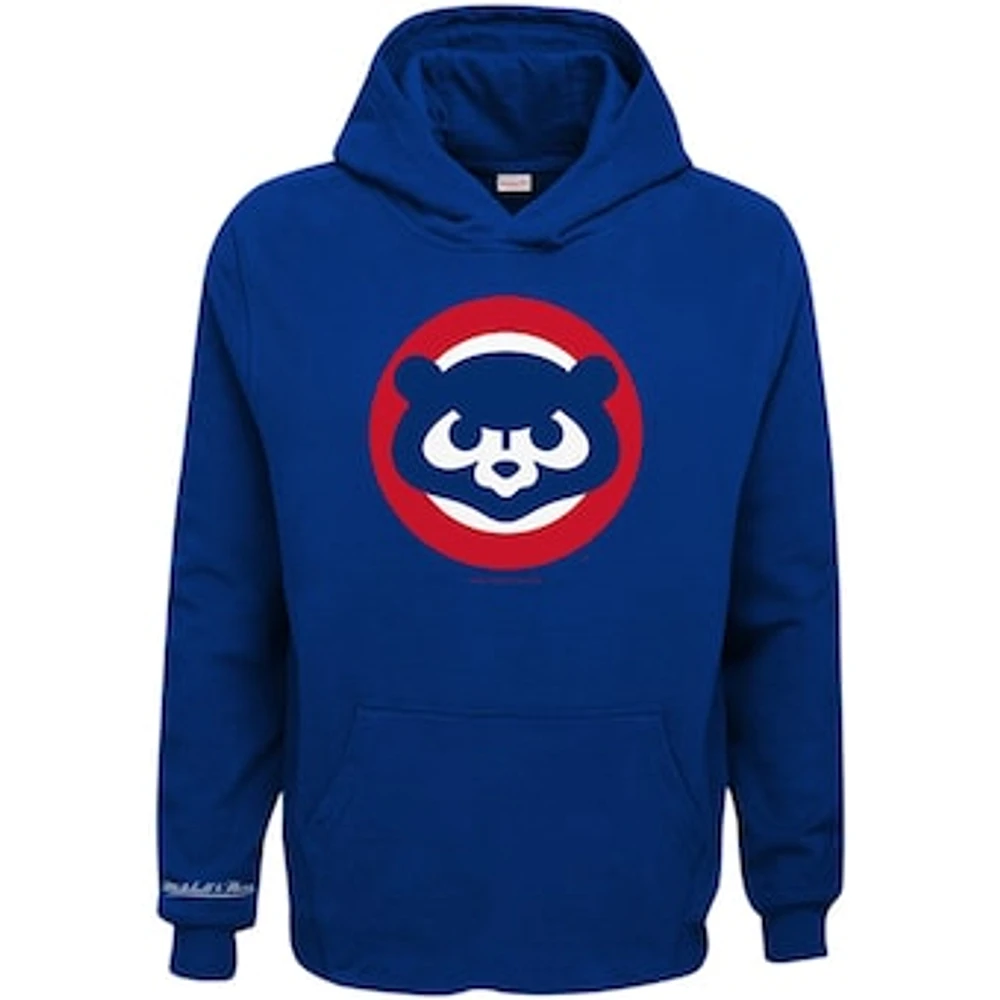 Youth Mitchell & Ness Royal Chicago Cubs Retro Logo Pullover Hoodie