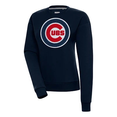 Women's Antigua  Navy Chicago Cubs Victory Chenille Pullover Sweatshirt