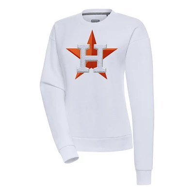 Women's Antigua  White Houston Astros Victory Chenille Pullover Sweatshirt