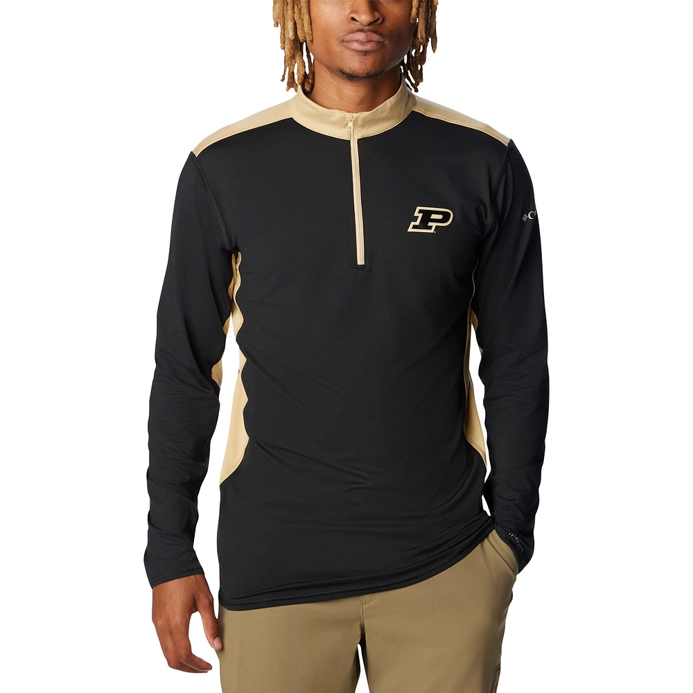 Men's Columbia Black Purdue Boilermakers Tech Trail™ Omni-Shade Quarter-Zip Top