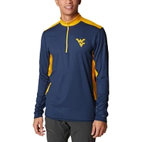 Men's Columbia Navy West Virginia Mountaineers Tech Trail™ Omni-Shade Quarter-Zip Top