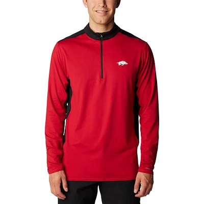 Men's Columbia Cardinal Arkansas Razorbacks Tech Trail™ Omni-Shade Quarter-Zip Top