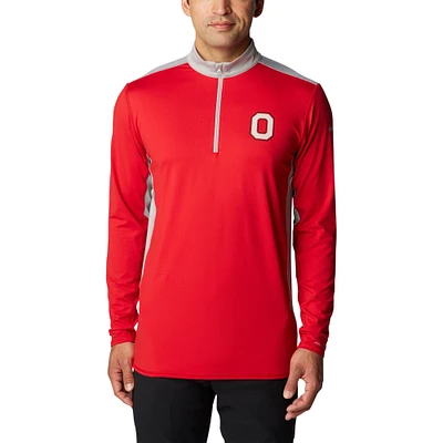 Men's Columbia Scarlet Ohio State Buckeyes Tech Trail™ Omni-Shade Quarter-Zip Top