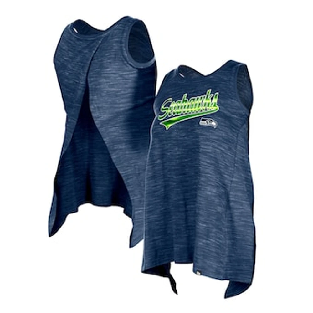 Women's New Era College Navy Seattle Seahawks  Space Dye Active Tank Top