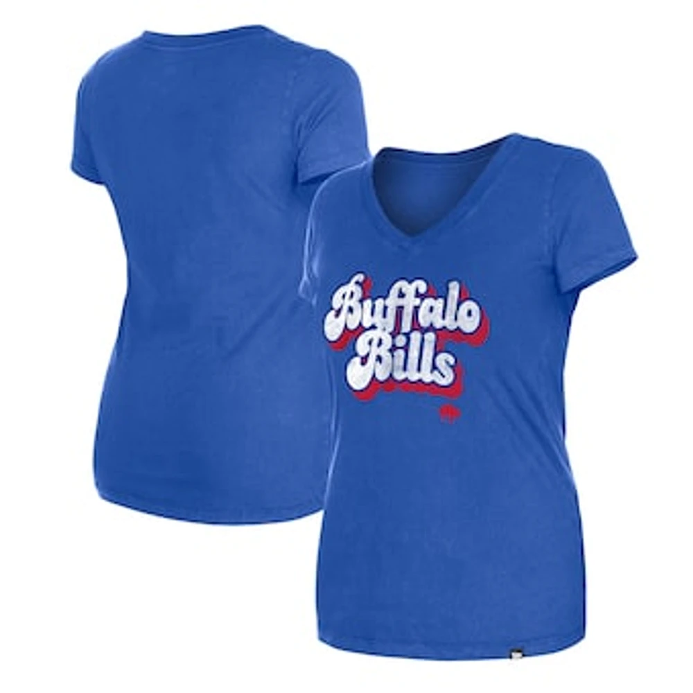 Women's New Era Royal Buffalo Bills Enzyme Wash Low V-Neck T-Shirt