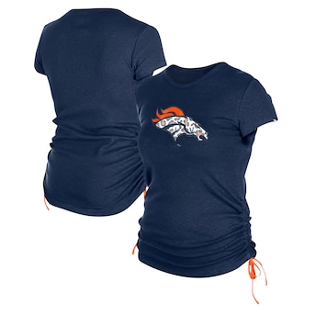 Women's New Era Navy Denver Broncos Ruched Side T-Shirt