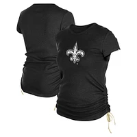 Women's New Era Black Orleans Saints Ruched Side T-Shirt