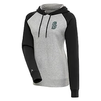 Women's Antigua  Heather Gray/Black Seattle Mariners Victory Raglan Sleeve Pullover Hoodie