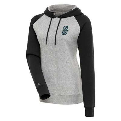 Women's Antigua  Heather Gray/Black Seattle Mariners Victory Raglan Sleeve Pullover Hoodie