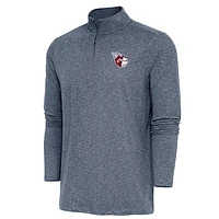 Men's Antigua  Heather Navy Cleveland Guardians Hunk Quarter-Zip Pullover Top