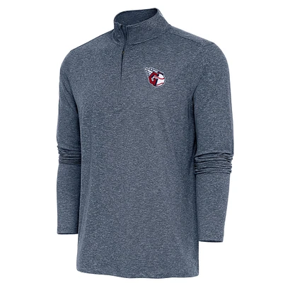 Men's Antigua  Heather Navy Cleveland Guardians Hunk Quarter-Zip Pullover Top