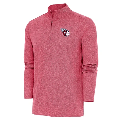Men's Antigua  Heather Red Cleveland Guardians Hunk Quarter-Zip Pullover Top