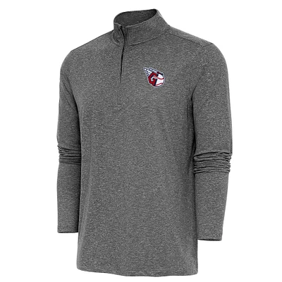Men's Antigua Heather Cleveland Guardians Hunk Quarter-Zip Pullover Top