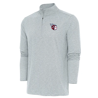 Men's Antigua Heather Cleveland Guardians Hunk Quarter-Zip Pullover Top