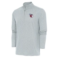 Men's Antigua Heather Cleveland Guardians Hunk Quarter-Zip Pullover Top