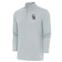 Men's Antigua  Heather Gray Colorado Rockies Hunk Quarter-Zip Pullover Top