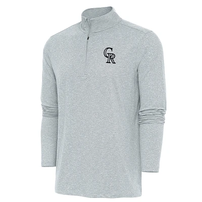 Men's Antigua  Heather Gray Colorado Rockies Hunk Quarter-Zip Pullover Top