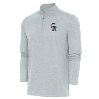 Men's Antigua  Heather Gray Colorado Rockies Hunk Quarter-Zip Pullover Top