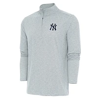 Men's Antigua Heather New York Yankees Hunk Quarter-Zip Pullover Top