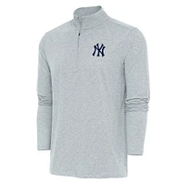 Men's Antigua Heather New York Yankees Hunk Quarter-Zip Pullover Top