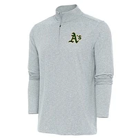 Men's Antigua Heather Athletics Hunk Quarter-Zip Pullover Top