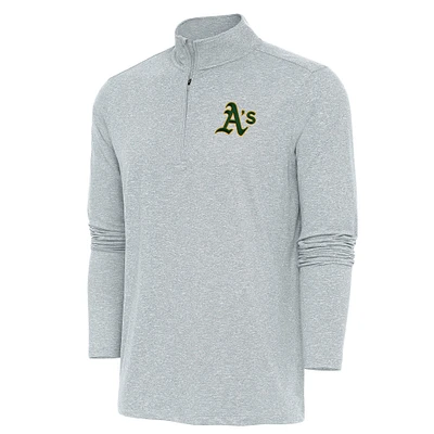 Men's Antigua Heather Athletics Hunk Quarter-Zip Pullover Top