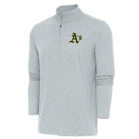 Men's Antigua Heather Athletics Hunk Quarter-Zip Pullover Top