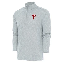 Men's Antigua Heather Philadelphia Phillies Hunk Quarter-Zip Pullover Top