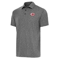 Men's Antigua  Heather Black Cincinnati Reds Par Polo