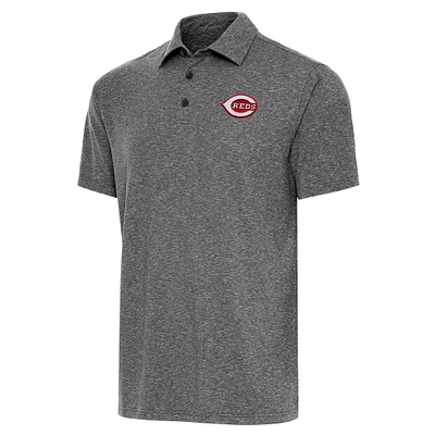 Men's Antigua  Heather Black Cincinnati Reds Par Polo