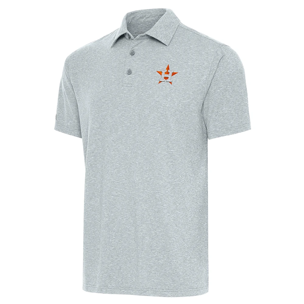 Men's Antigua Heather Gray Houston Astros Par Polo