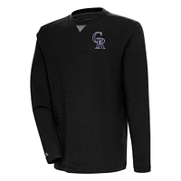 Men's Antigua  Black Colorado Rockies Flier Bunker Pullover Sweatshirt