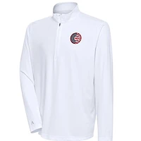 Men's Antigua  White Chicago Cubs Patriotic Tribute Quarter-Zip Pullover Top