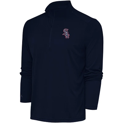 Men's Antigua  Navy Chicago White Sox Patriotic Tribute Quarter-Zip Pullover Top