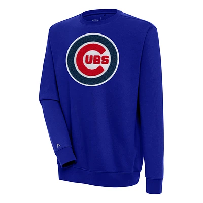 Men's Antigua  Royal Chicago Cubs Victory Crewneck Chenille Pullover Sweatshirt