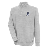 Men's Antigua  Heather Gray Detroit Tigers Victory Quarter-Zip Pullover Top