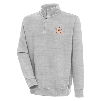 Men's Antigua  Heather Gray Houston Astros Victory Quarter-Zip Pullover Top